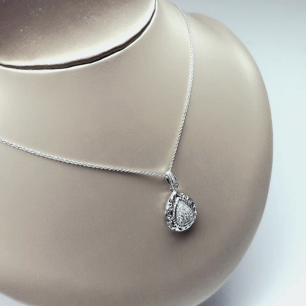 Sterling Silver Slider W/Genuine Diamonds
